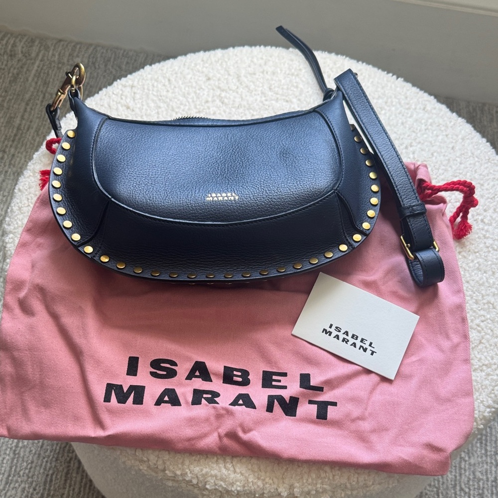 Isabel Marant Dark Blue Shoulder Bag with Gold Accents - Picture 10 of 11